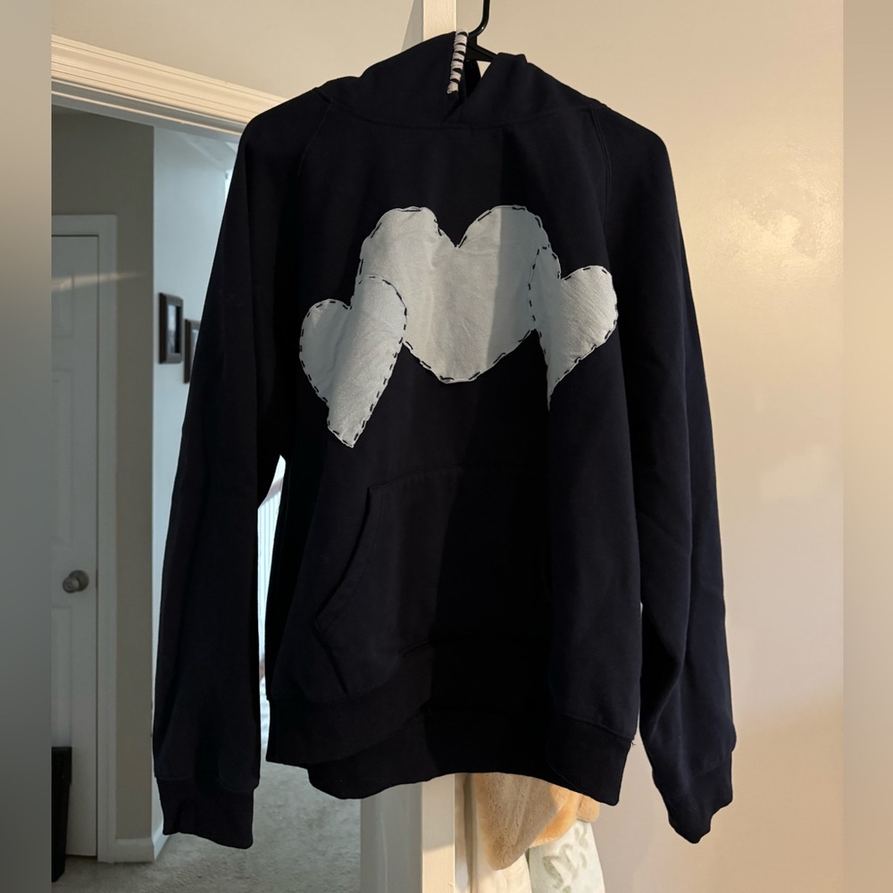 Custom navy patchwork hoodie